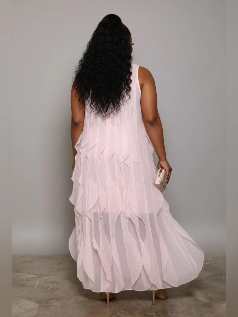 Elegant Sleeveless Pink Maxi Dress